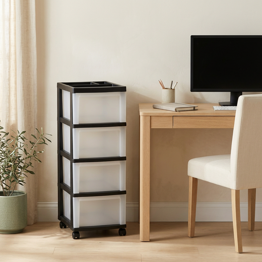 Black 4-Drawer Rolling Storage Cart & Organizer